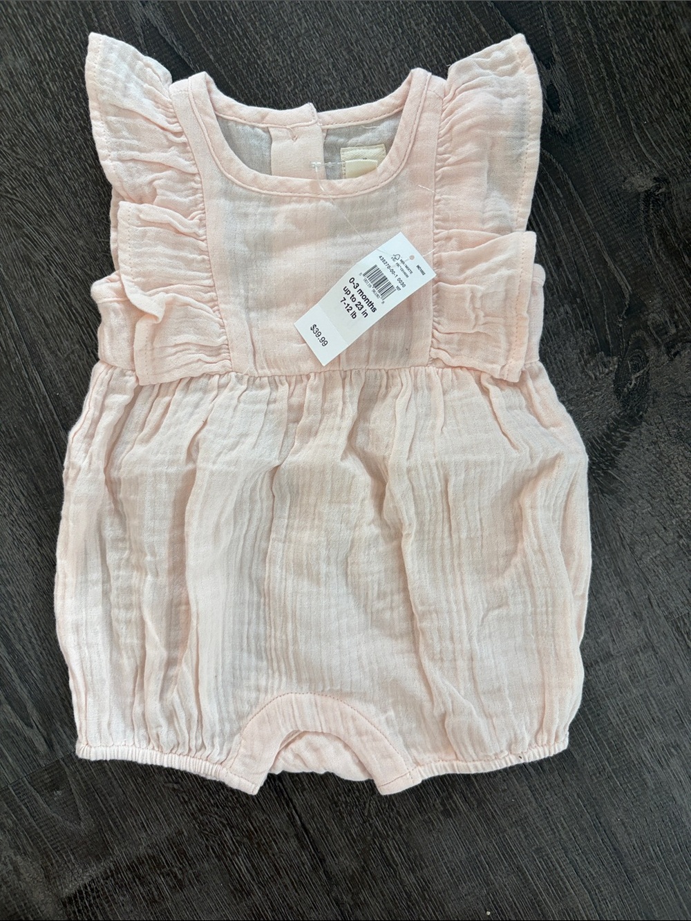 GAP Light Pink Ruffle Shoulder Baby Romper